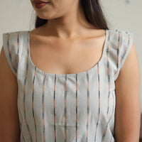 Grey - Handwoven Sleeveless Stripes Cotton Top 13