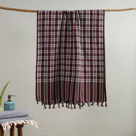 Brown - handloom fine cotton checks bath towel 46