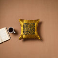 Yellow - Kutch Hand Embroidery Mashru Silk Ajrakh Print Cushion Cover 05