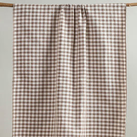 Beige Handloom Fine Cotton Checks Bath Towel