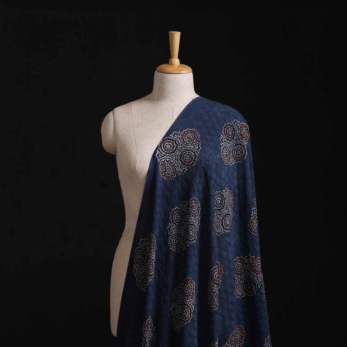 Ajrakh Hand Block Print Natural Dyed Cotton Hakoba Fabric 14