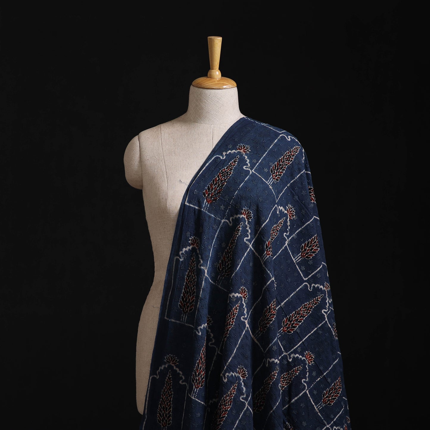 Ajrakh Hand Block Print Natural Dyed Cotton Hakoba Fabric 15