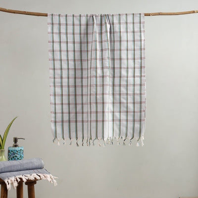  Handloom Fine Cotton Checks Bath Towel
