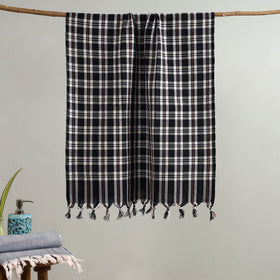 Black Handloom Fine Cotton Checks Bath Towel