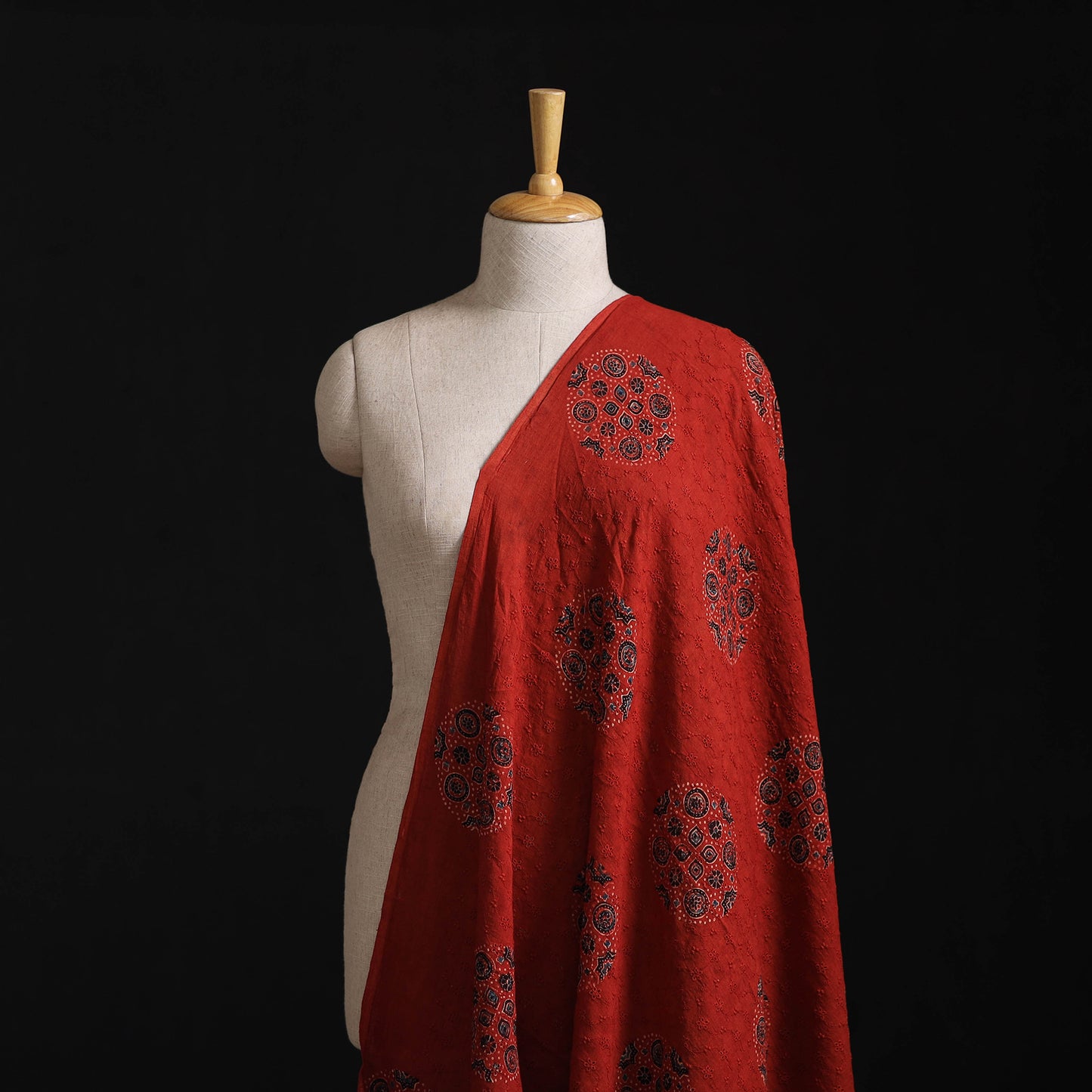 Ajrakh Hand Block Print Natural Dyed Cotton Hakoba Fabric 23