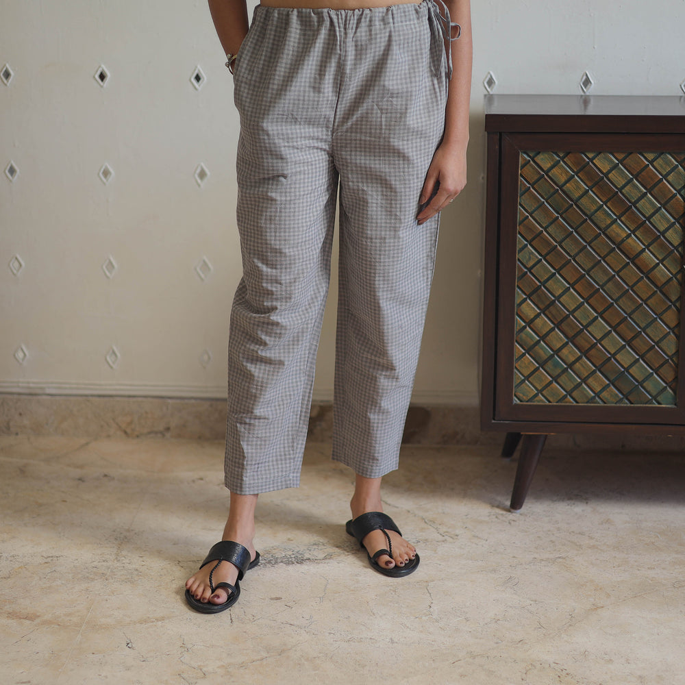 Grey - Handwoven Cotton Tapered Pant 35