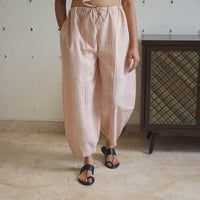 Pink - Handwoven Stripes Cotton Elasticated Pant 33