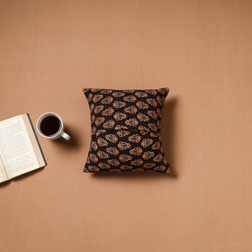 Black - Kutch Tagai Patchwork Ajrakh Mashru Silk Cushion Cover (12 x 12 in) 14