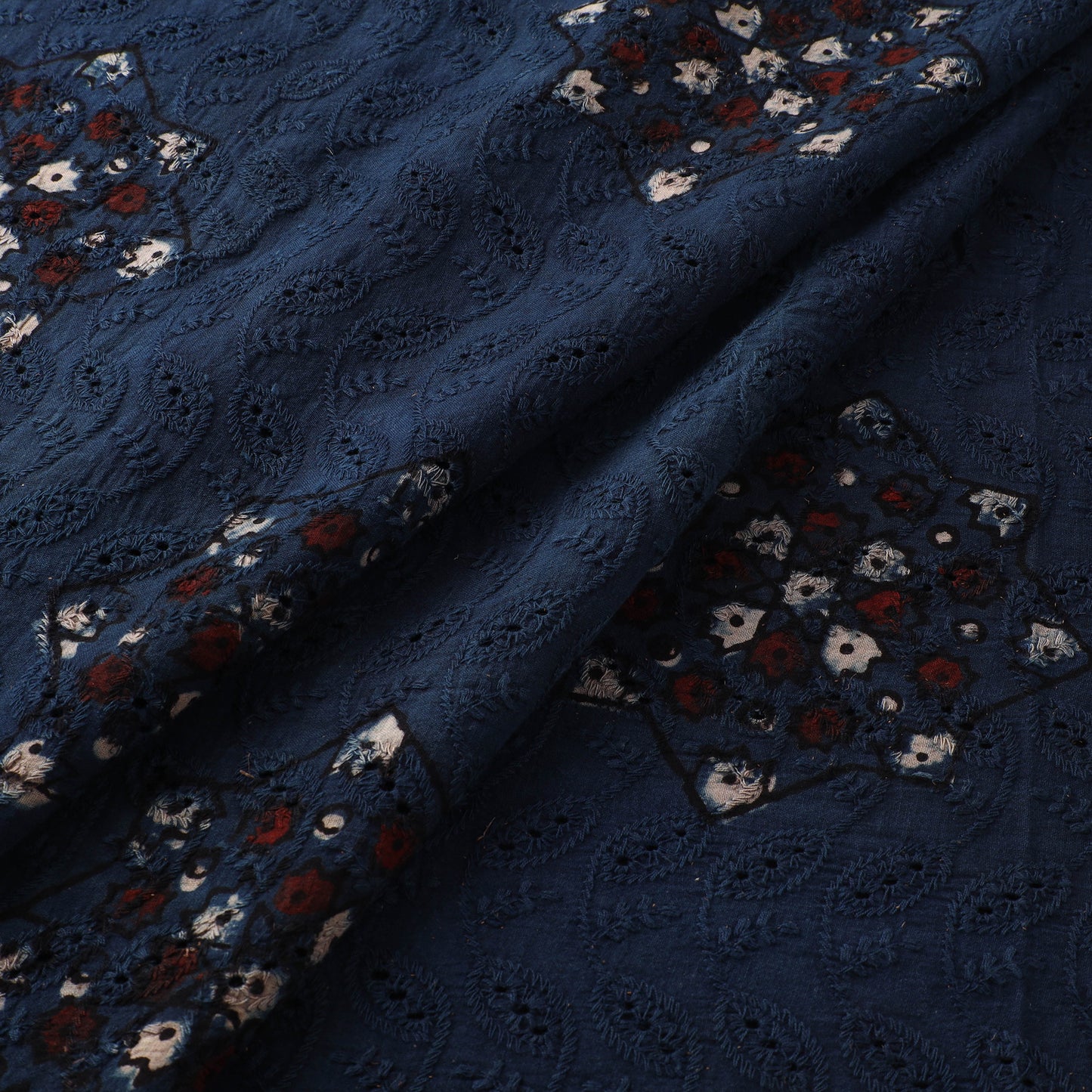 Hakoba Hand Block Ajrakh Print Natural Dyed Cotton Fabric  84