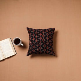 Black - Kutch Tagai Patchwork Ajrakh Mashru Silk Cushion Cover (12 x 12 in) 15