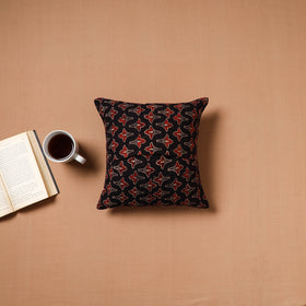 Black - Kutch Tagai Patchwork Ajrakh Mashru Silk Cushion Cover (12 x 12 in) 16