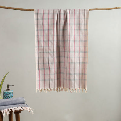Buy Handloom Fine Cotton Checks Bath Towel