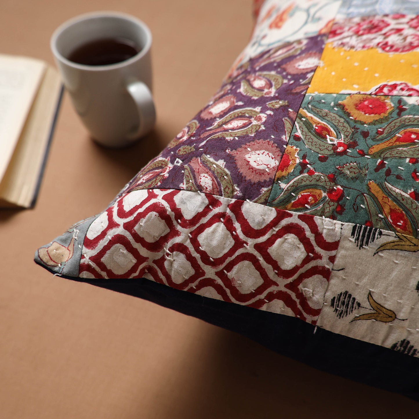 Kutch Tagai Patchwork Cotton Cushion Cover (16 x 16 in) 18