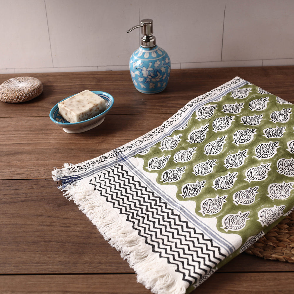 Block Printed Cotton Towel
