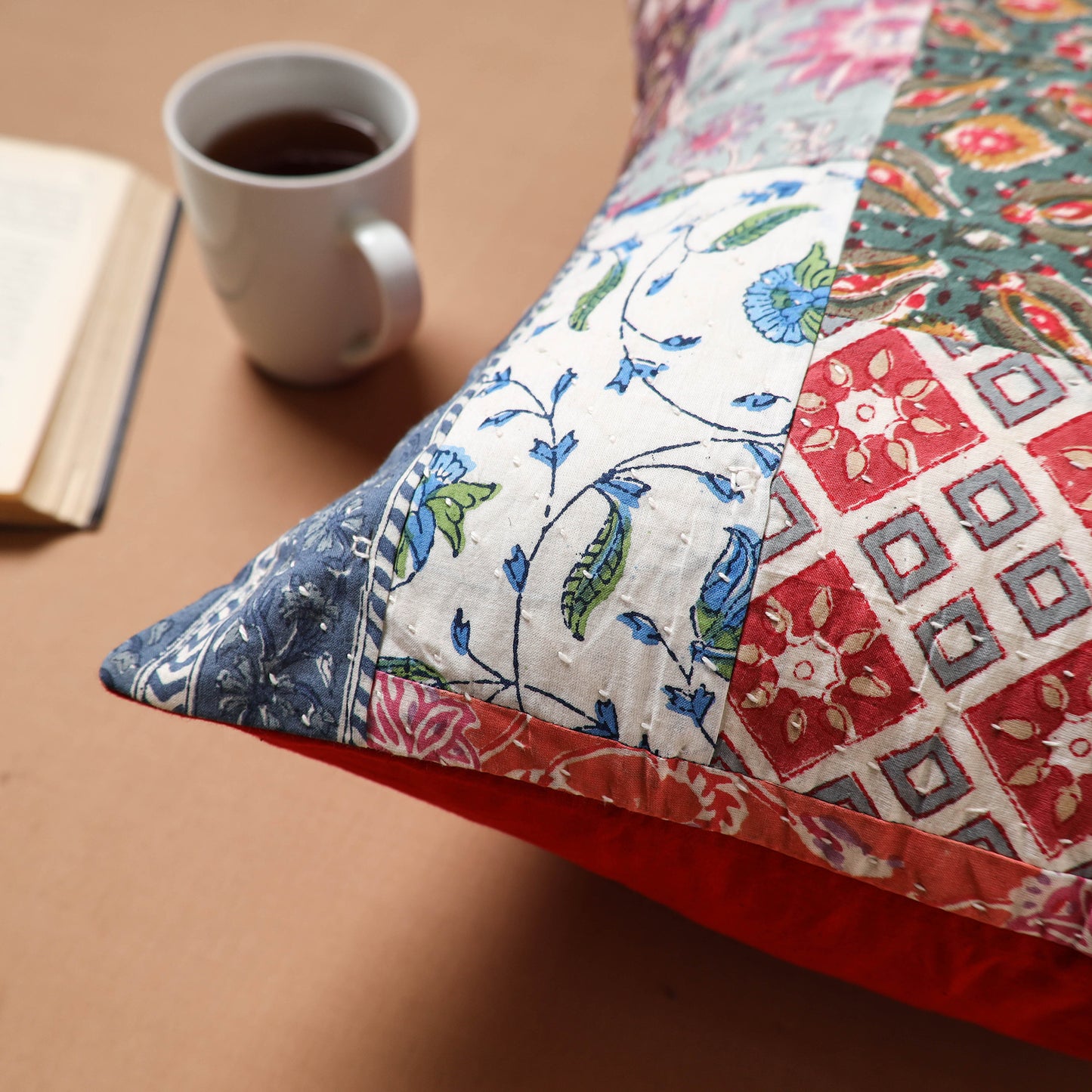 Kutch Tagai Patchwork Cotton Cushion Cover (16 x 16 in) 19
