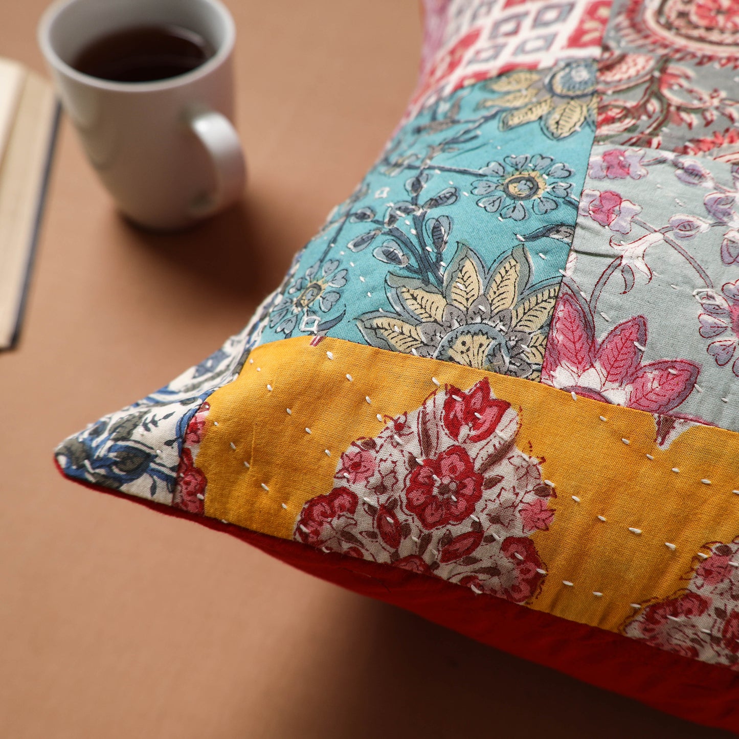 Kutch Tagai Patchwork Cotton Cushion Cover (16 x 16 in) 24