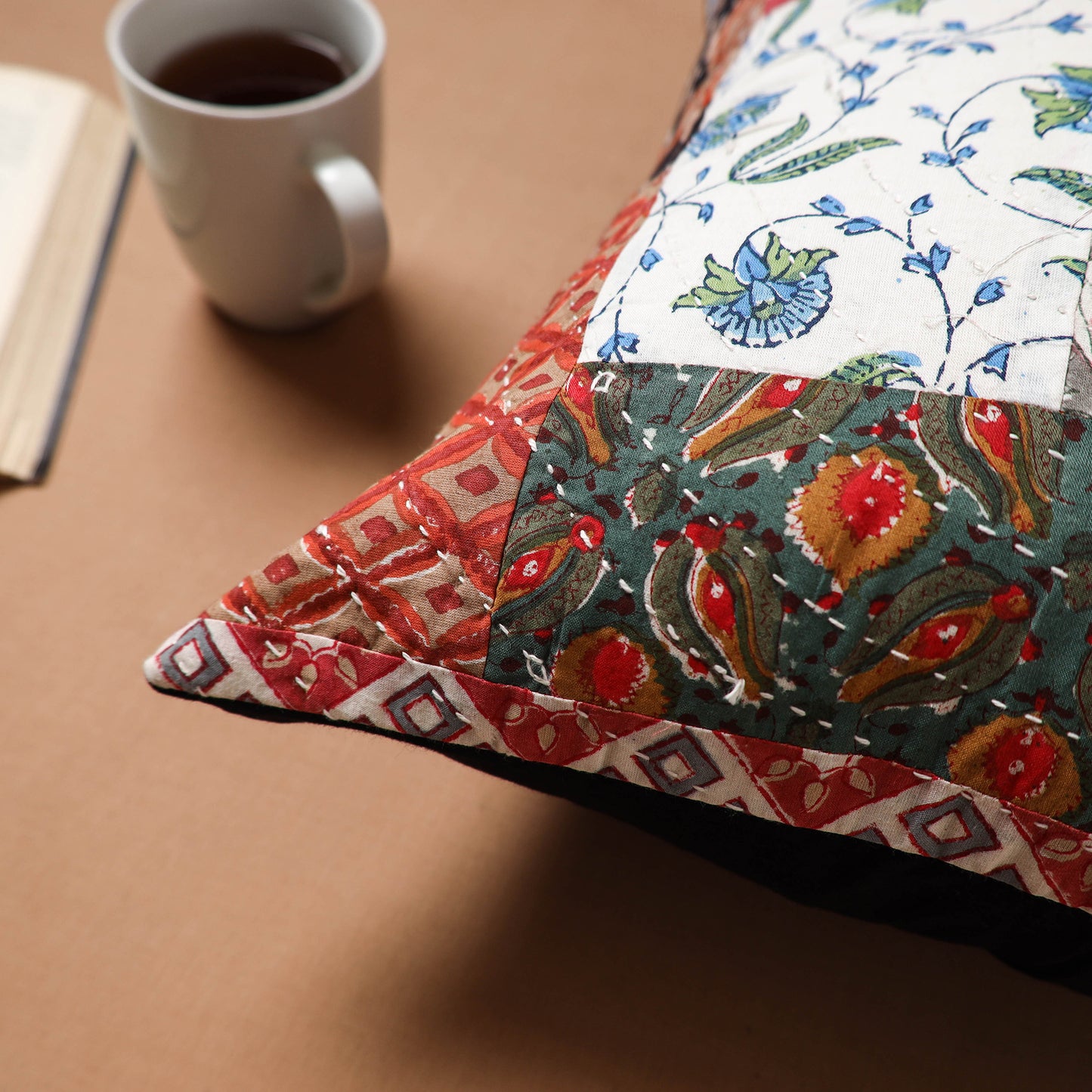 Kutch Tagai Patchwork Cotton Cushion Cover (16 x 16 in) 25