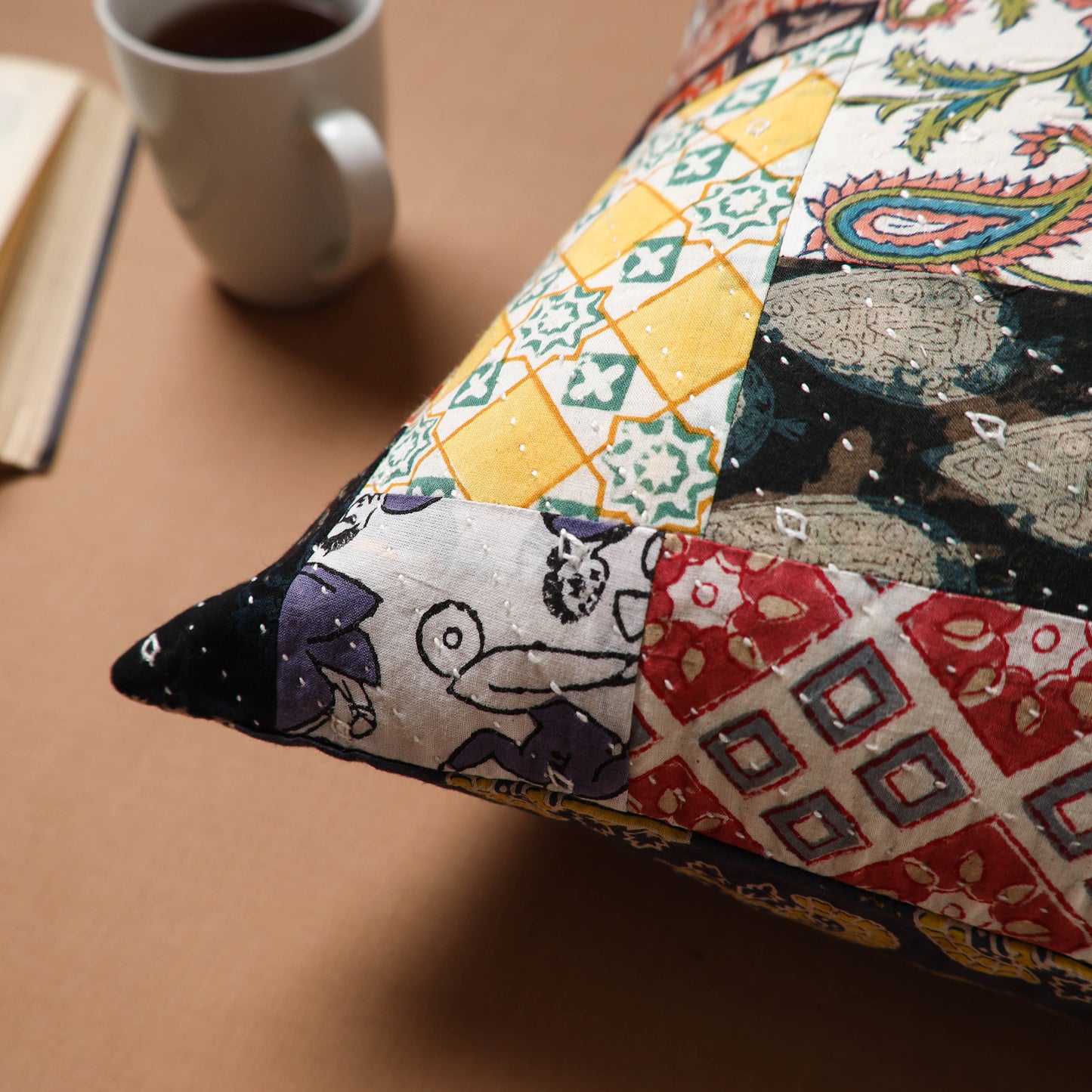 Kutch Tagai Patchwork Cotton Cushion Cover (16 x 16 in) 26