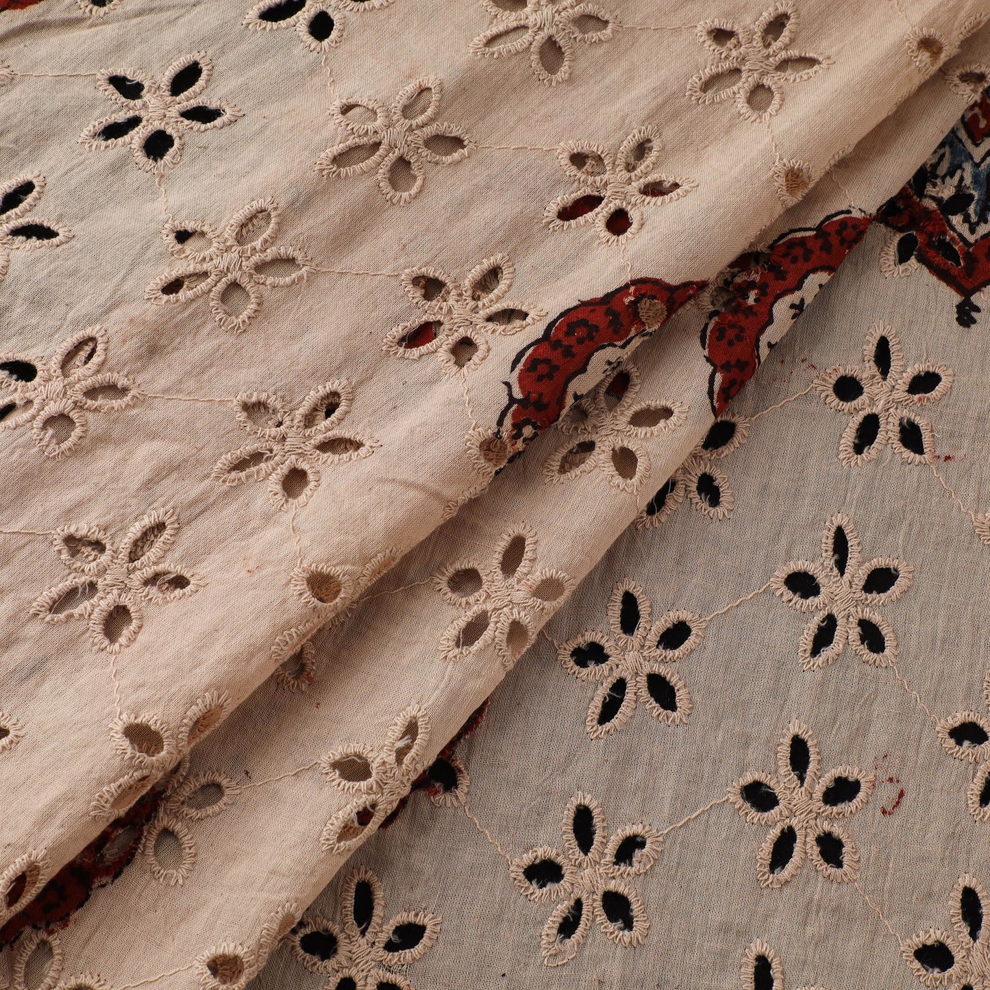 Natural Dyed Ajrakh Hand Block Print Cotton Hakoba Fabric 01