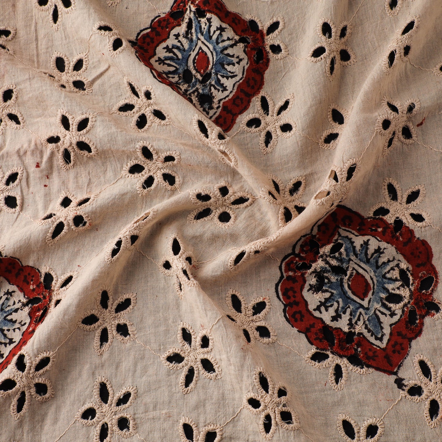 Natural Dyed Ajrakh Hand Block Print Cotton Hakoba Fabric 01