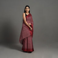 Maroon - Kanchipuram Cotton Saree with Thread Border 03