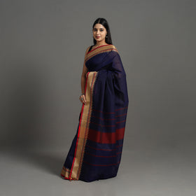 Blue - kanchipuram cotton saree with thread border 04
