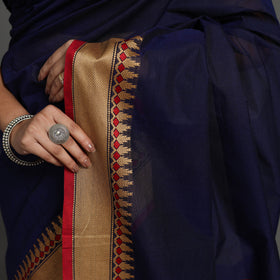 Blue - kanchipuram cotton saree with thread border 04