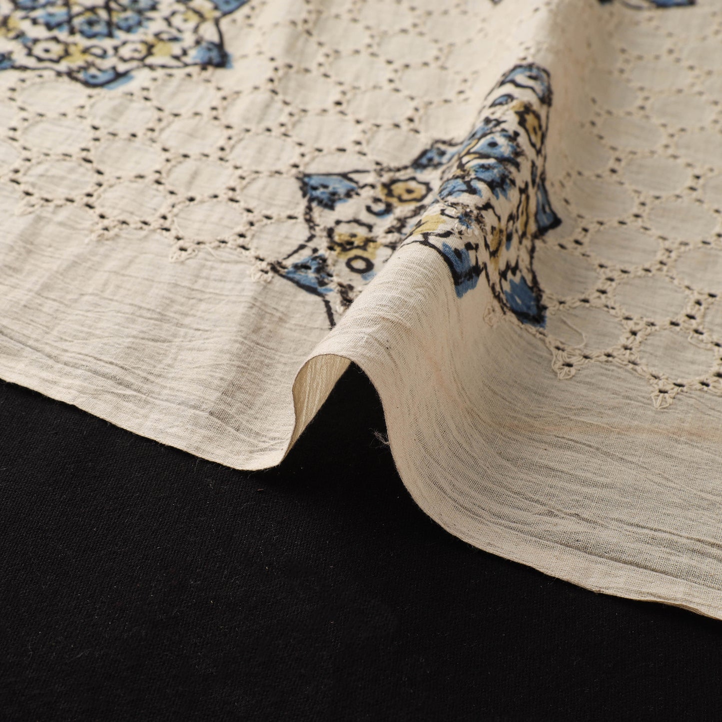Natural Dyed Ajrakh Hand Block Print Cotton Hakoba Fabric 06