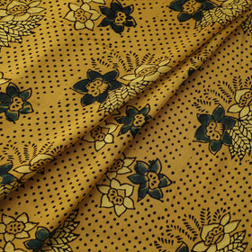 Yellow - Ajrakh Hand Block Print Natural Dyed Modal Silk Fabric 01