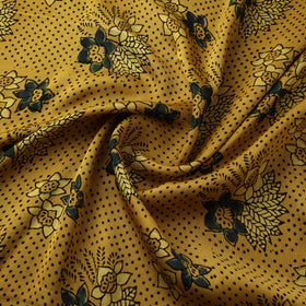 Yellow - Ajrakh Hand Block Print Natural Dyed Modal Silk Fabric 01
