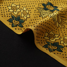 Yellow - Ajrakh Hand Block Print Natural Dyed Modal Silk Fabric 01
