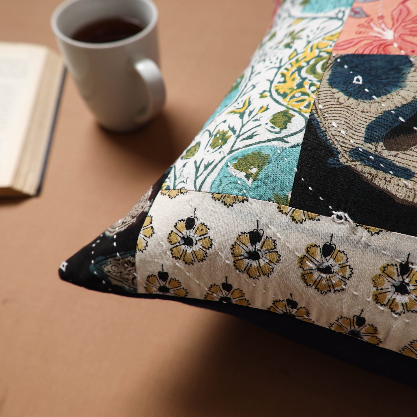 Kutch Tagai Patchwork Cotton Cushion Cover (16 x 16 in) 33