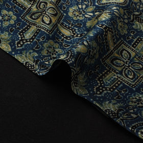 Blue - Ajrakh Hand Block Print Natural Dyed Modal Silk Fabric 02