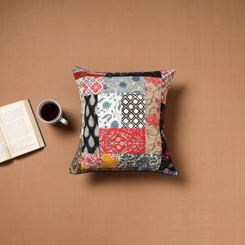 Kutch Tagai Patchwork Cotton Cushion Cover (16 x 16 in) 34