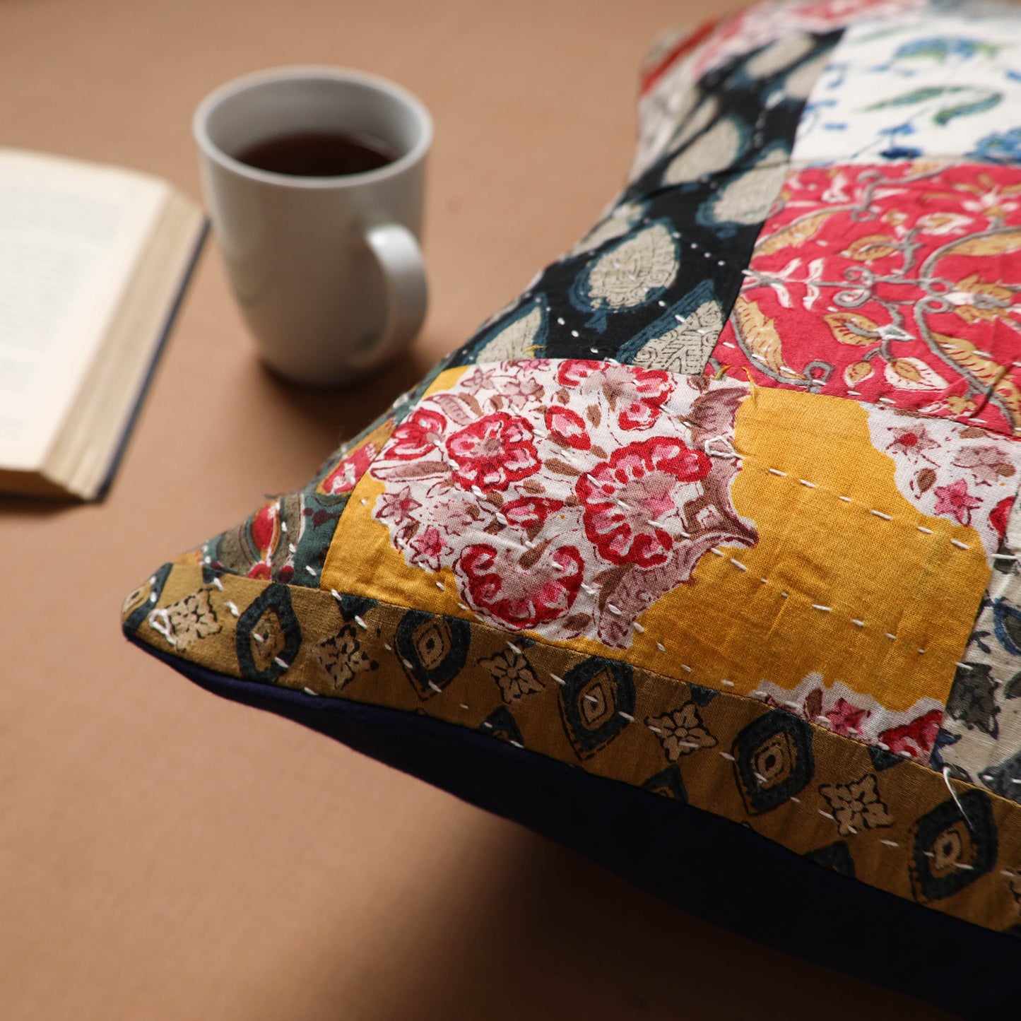 Kutch Tagai Patchwork Cotton Cushion Cover (16 x 16 in) 34