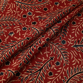 Red - Ajrakh Hand Block Print Natural Dyed Modal Silk Fabric 04