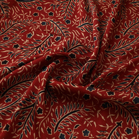 Red - Ajrakh Hand Block Print Natural Dyed Modal Silk Fabric 04