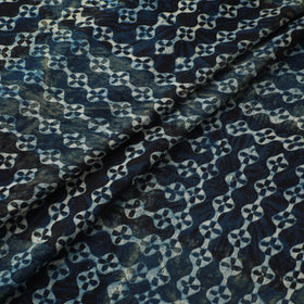 Blue - Ajrakh Hand Block Print Natural Dyed Modal Silk Fabric 05