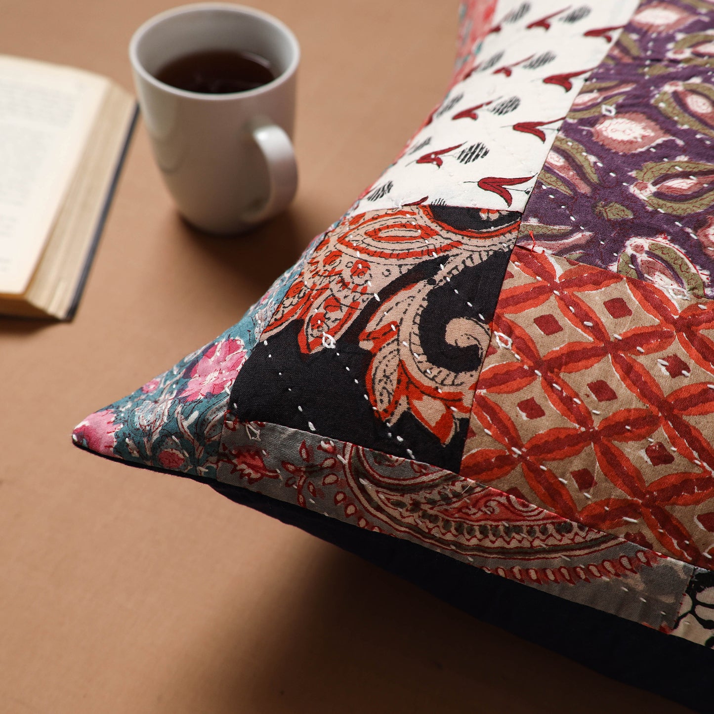 Kutch Tagai Patchwork Cotton Cushion Cover (16 x 16 in) 36
