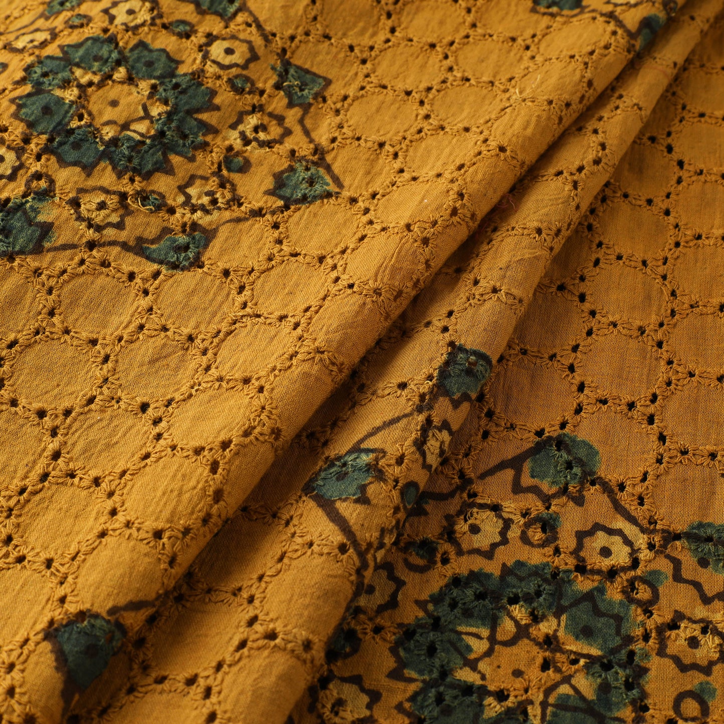 Natural Dyed Ajrakh Hand Block Print Cotton Hakoba Fabric 12