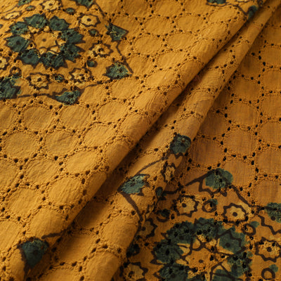 Natural Dyed Ajrakh Hand Block Print Cotton Hakoba Fabric 12