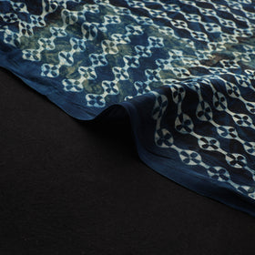 Blue - Ajrakh Hand Block Print Natural Dyed Modal Silk Fabric 05