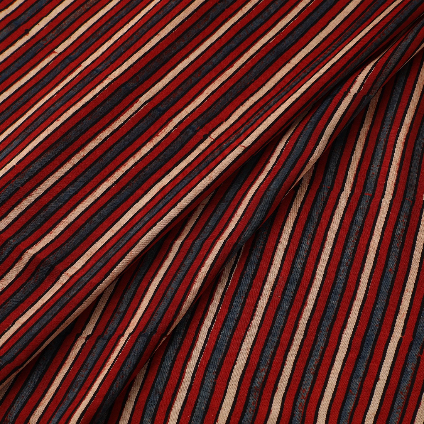 Red - Ajrakh Hand Block Print Natural Dyed Modal Silk Fabric 06