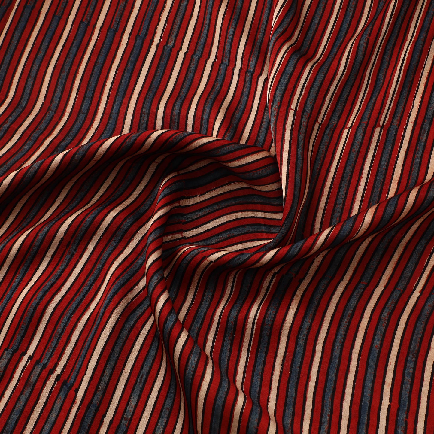 Red - Ajrakh Hand Block Print Natural Dyed Modal Silk Fabric 06