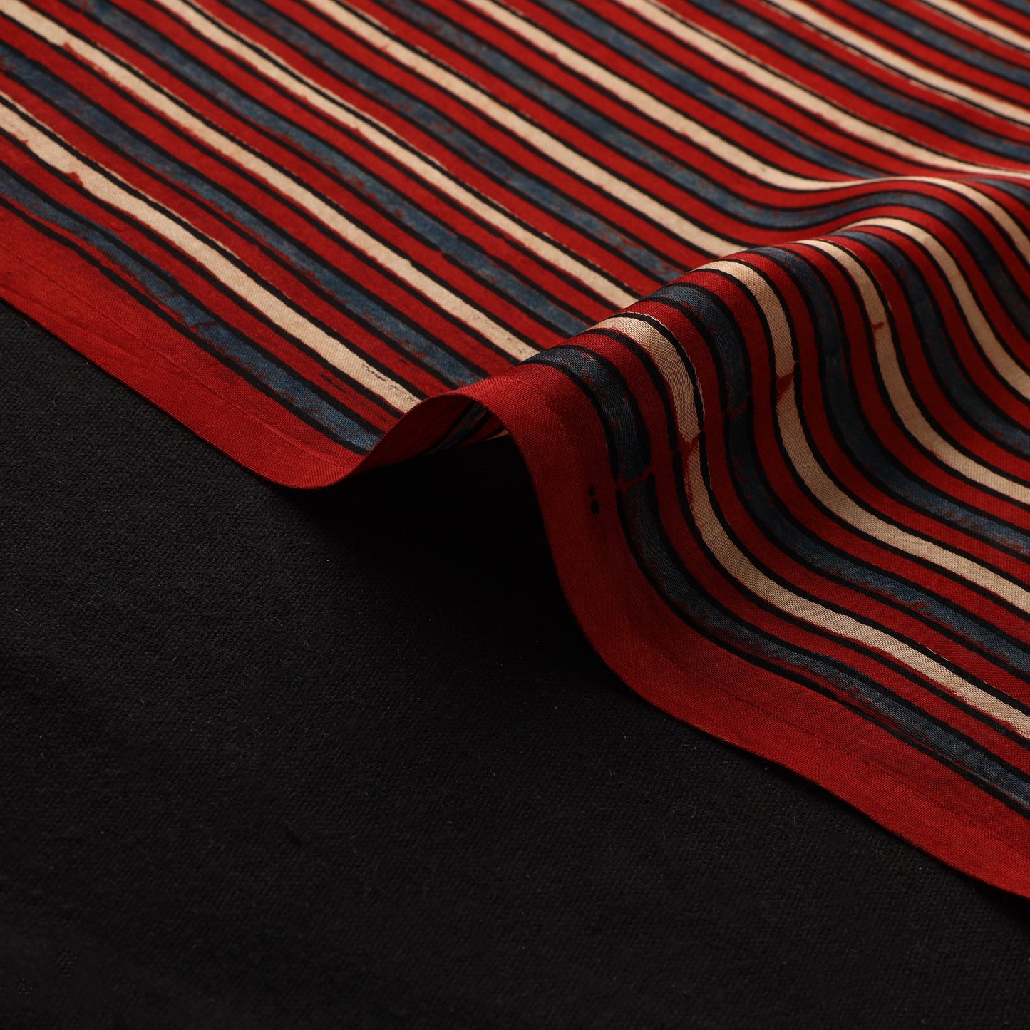 Red - Ajrakh Hand Block Print Natural Dyed Modal Silk Fabric 06