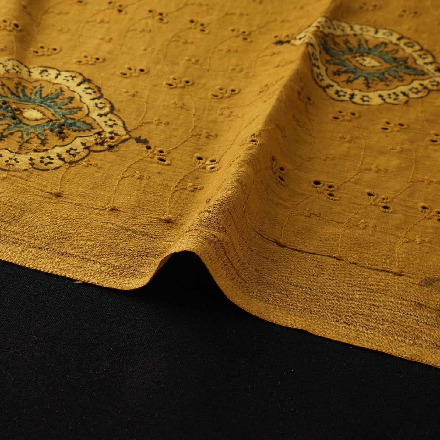 Natural Dyed Ajrakh Hand Block Print Cotton Hakoba Fabric 13