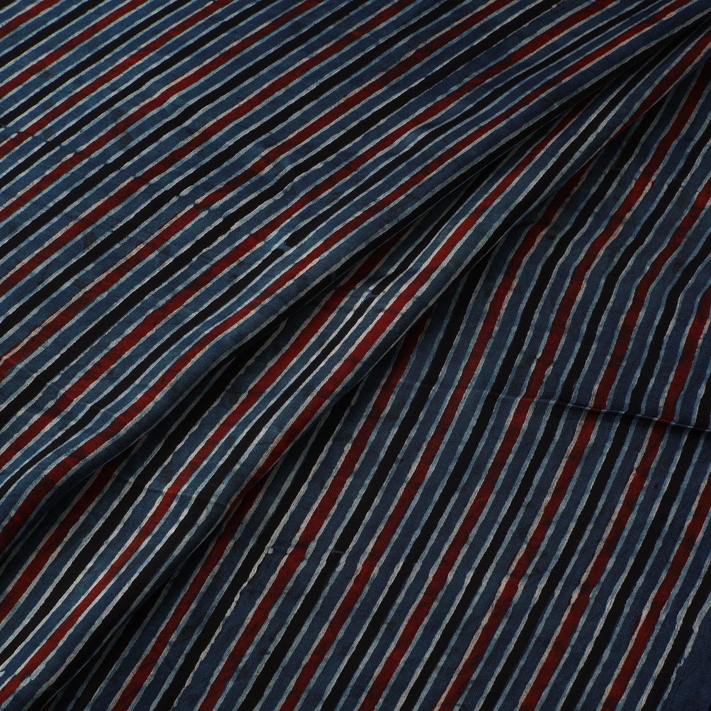 Blue - Ajrakh Hand Block Print Natural Dyed Modal Silk Fabric 07