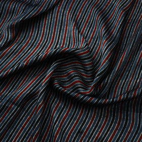 Blue - Ajrakh Hand Block Print Natural Dyed Modal Silk Fabric 07