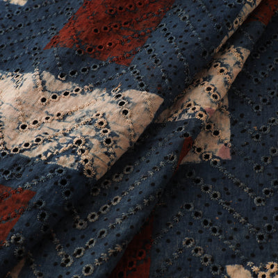 Natural Dyed Ajrakh Hand Block Print Cotton Hakoba Fabric 15