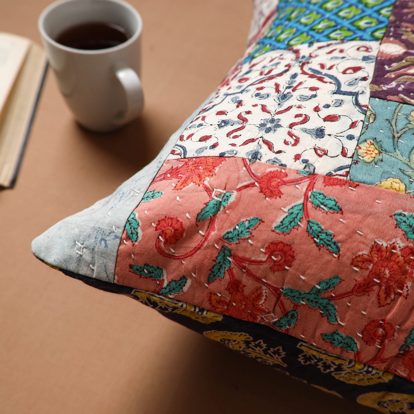 Kutch Tagai Patchwork Cotton Cushion Cover (16 x 16 in) 39
